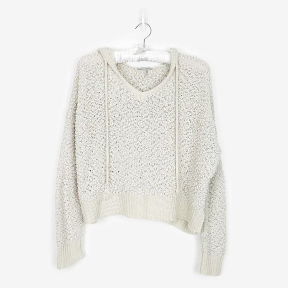 Young Fabulous & Broke Popcorn Knit Hoodie Sweater Size S Cream Clean Girl Comfy - Picture 3 of 14